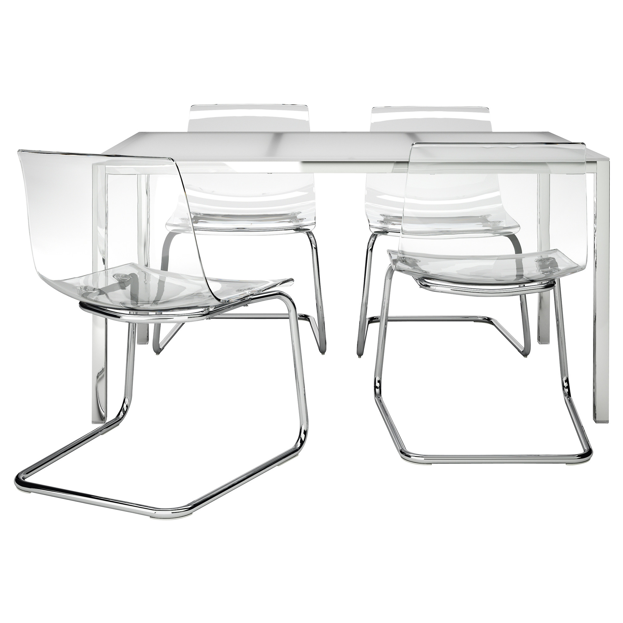 Torsby Tobias Table And 4 Chairs Glass White Transparent Ikea