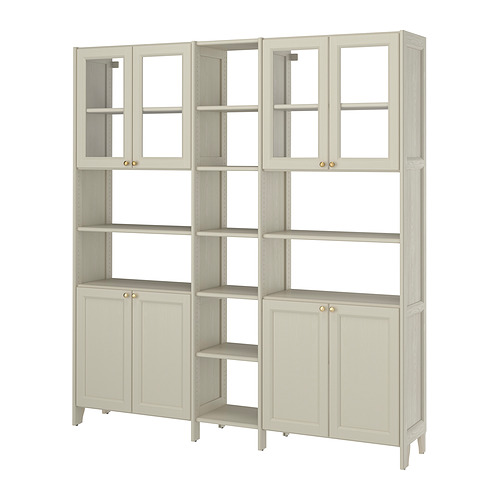 GULDDRAGARE - storage combination, beige clear glass/with doors with shelves, 200x37x216 cm | IKEA Hong Kong and Macau - E1001837_S4