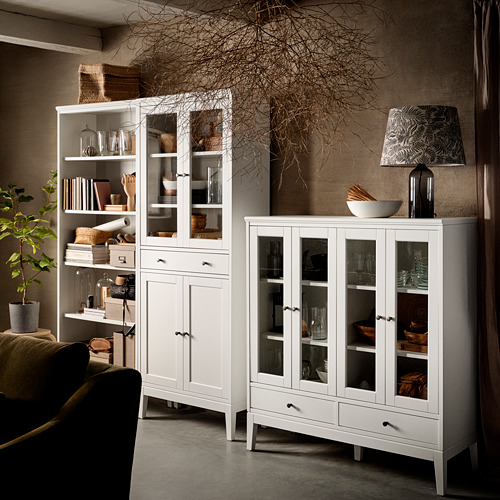 IDANÄS cabinet with bi-folded glass doors
