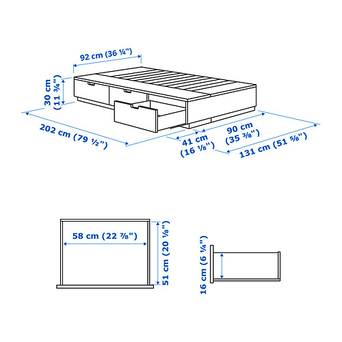 NORDLI bed frame with storage