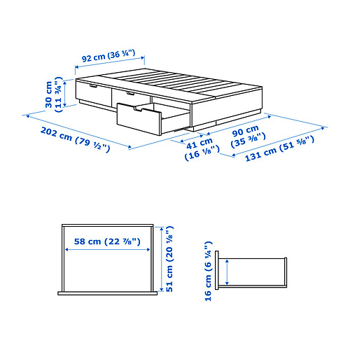 NORDLI 床架連抽屜