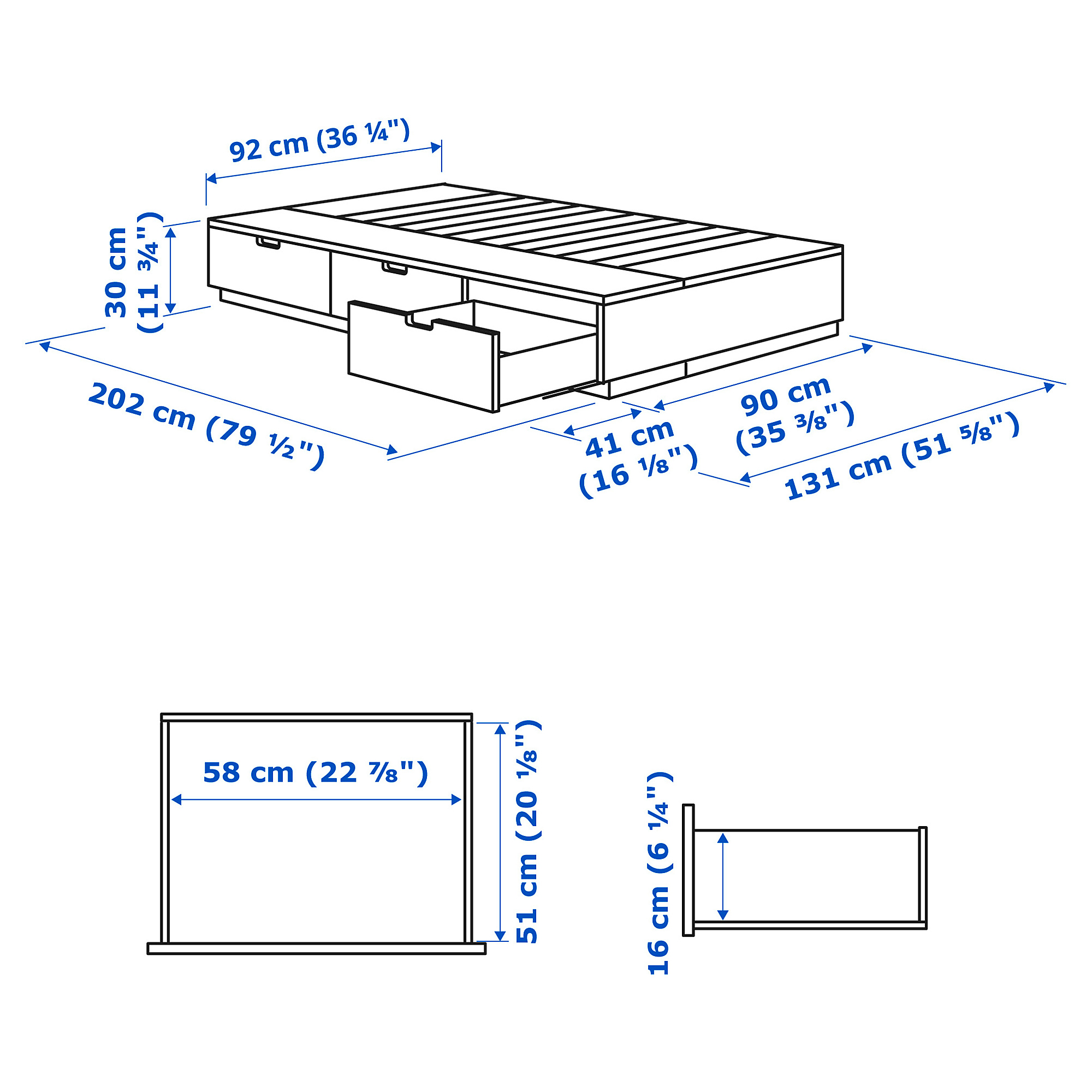 NORDLI 床架連抽屜