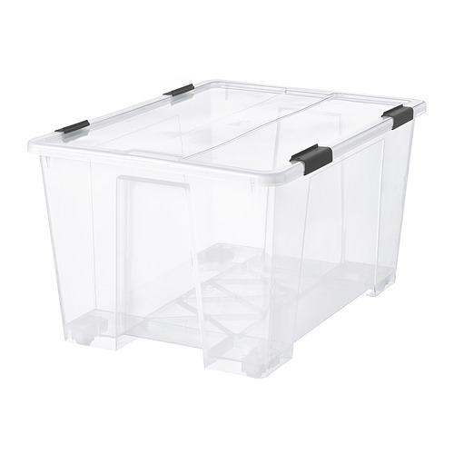 SAMLA - box with lid/clip lock, transparent/black, 79x57x43 cm/130 l | IKEA Hong Kong and Macau - E1002030_S4