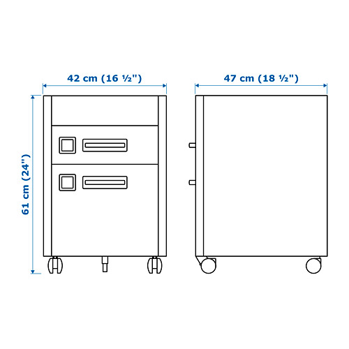 IDÅSEN drawer unit on castors