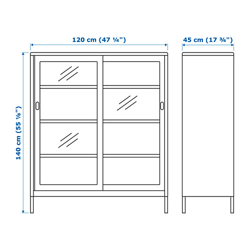 IDÅSEN cabinet with sliding glass doors