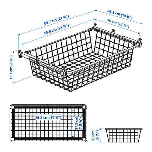 HJÄLPA wire basket with pull-out rail