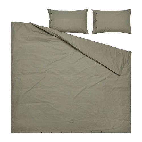 KRÅKRISMOTT duvet cover and 2 pillowcases
