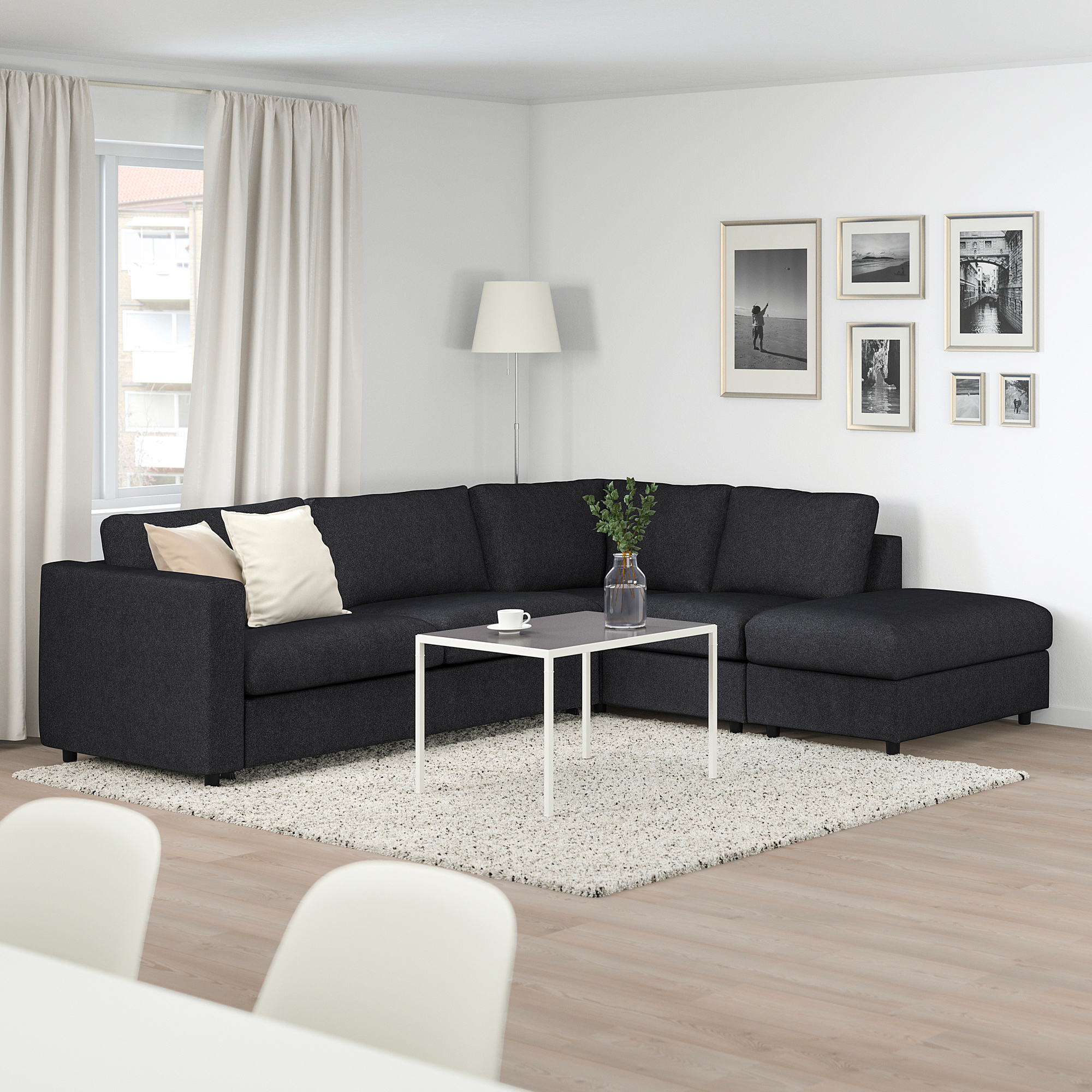 VIMLE - corner sofa-bed, 4-seat, with open end/Tallmyra black/grey | IKEA Hong Kong and Macau