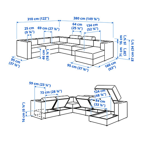 JÄTTEBO u-shaped sofa, 7-seat