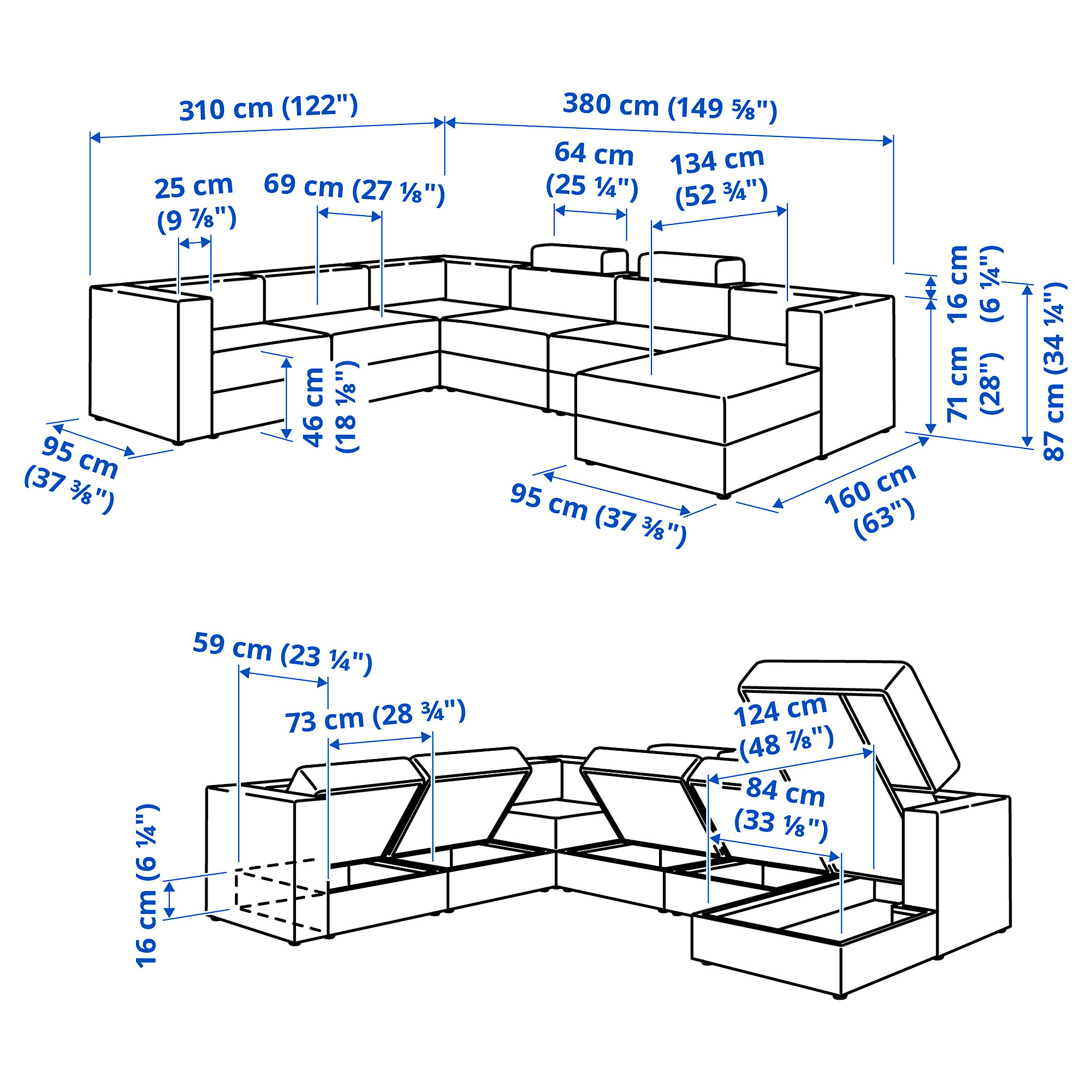 JÄTTEBO u-shaped sofa, 7-seat