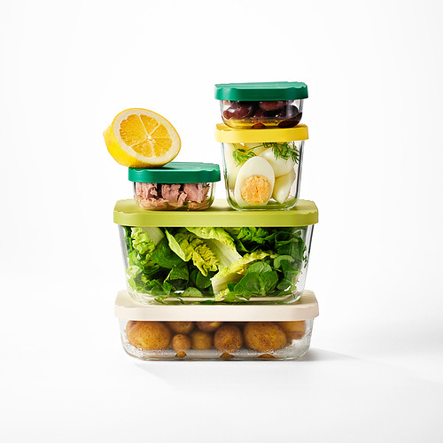 HAVSTOBIS food container with lid, set of 5
