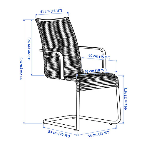 VÄSMAN chair with armrests, outdoor