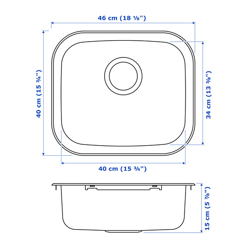 FYNDIG inset sink, 1 bowl