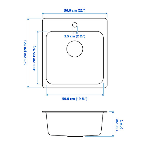 LÅNGUDDEN inset sink, 1 bowl