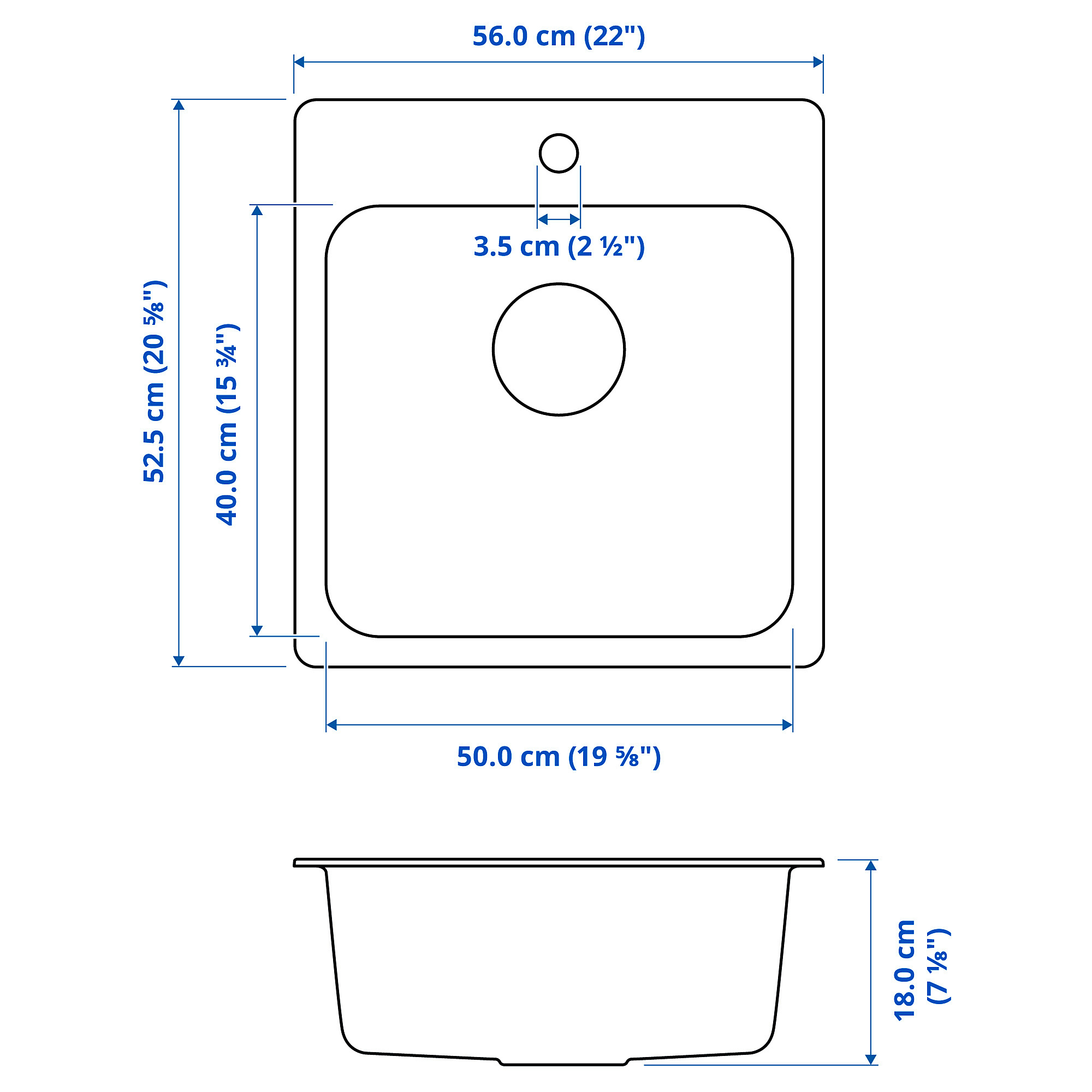 LÅNGUDDEN inset sink, 1 bowl