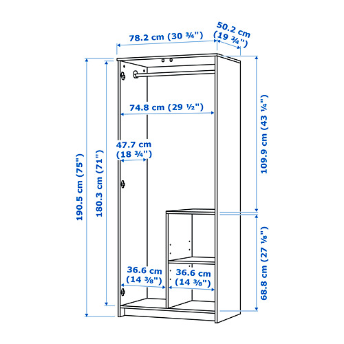 BRIMNES wardrobe with 2 doors