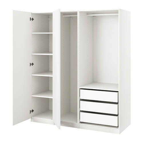 PAX/VIKANES wardrobe, white, 175x60x201 cm