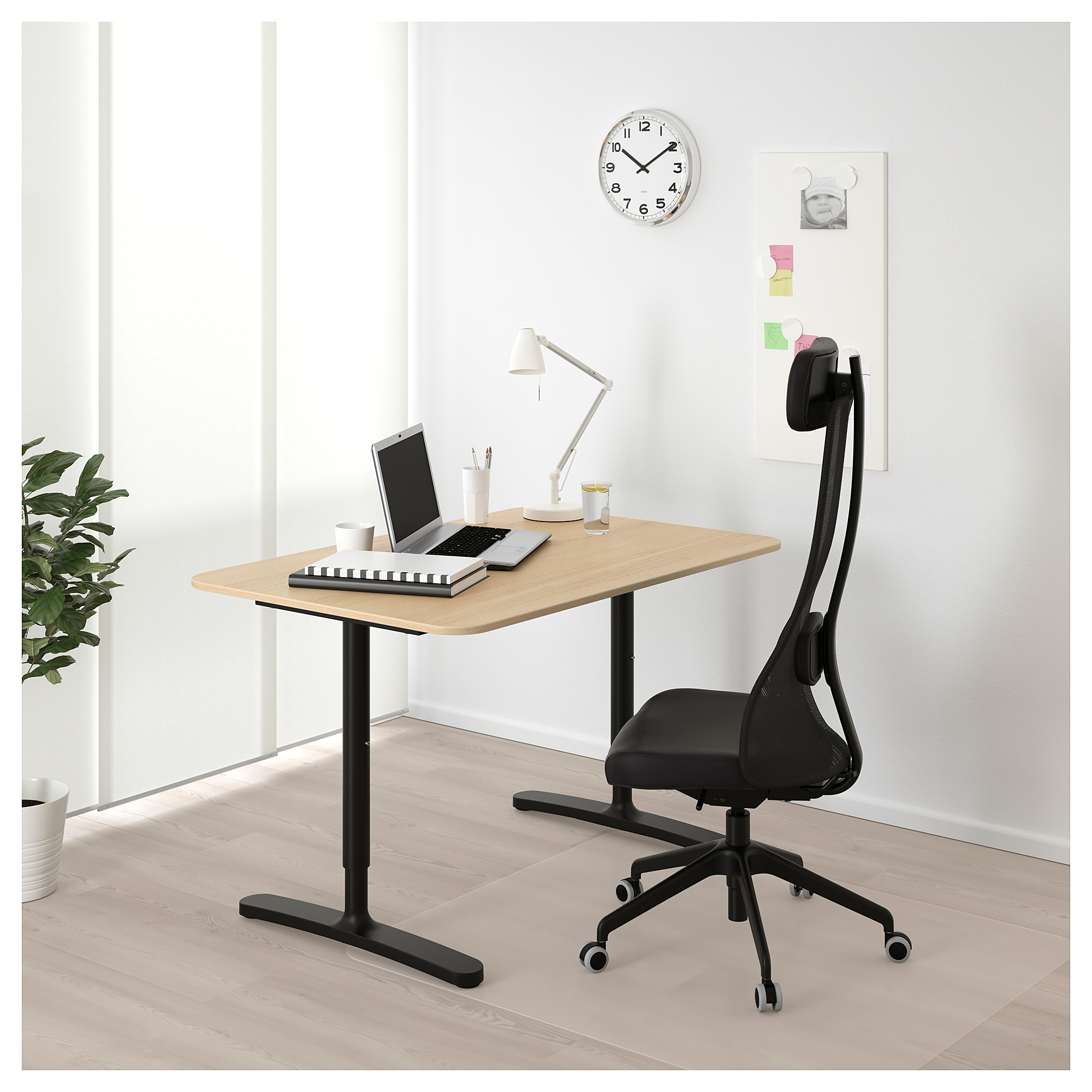 BEKANT desk, white stained oak veneer/black IKEA Hong Kong and Macau