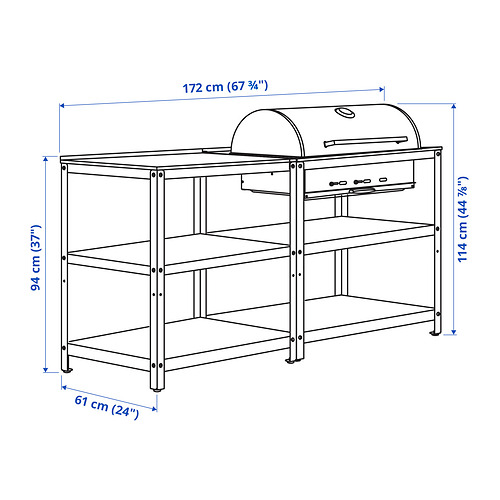 GRILLSKÄR kitchen with charcoal bbq, outdoor