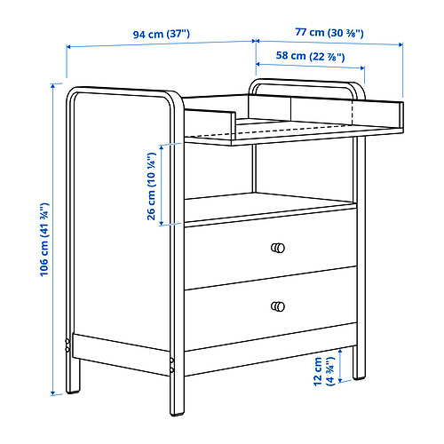 ÄLSKVÄRD changing table/chest of drawers