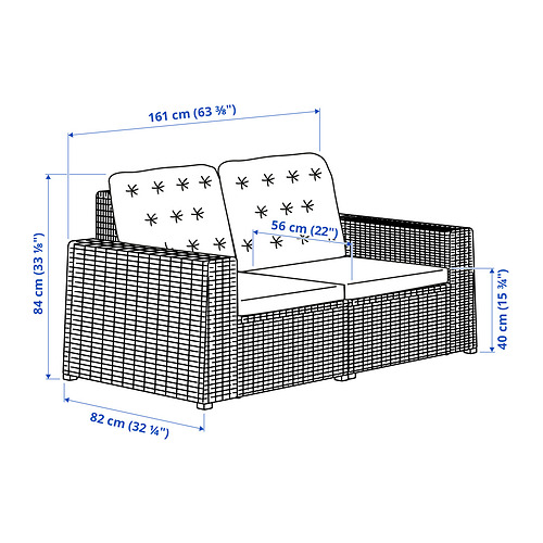SOLLERÖN 2-seat modular sofa, outdoor