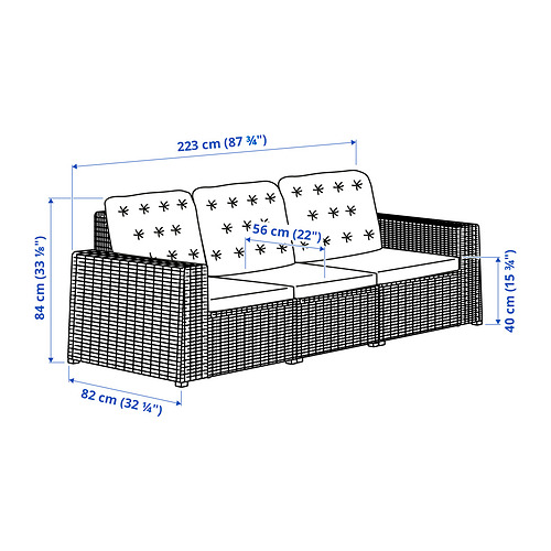 SOLLERÖN 3-seat modular sofa, outdoor
