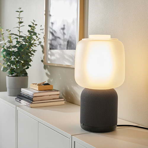 SYMFONISK speaker lamp w Wi-Fi, glass shade