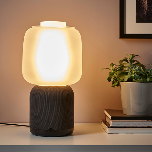 SYMFONISK speaker lamp w Wi-Fi, glass shade