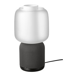 SYMFONISK - speaker lamp w Wi-Fi, glass shade, black/white