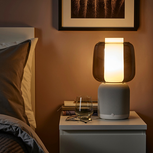 SYMFONISK speaker lamp w Wi-Fi, glass shade