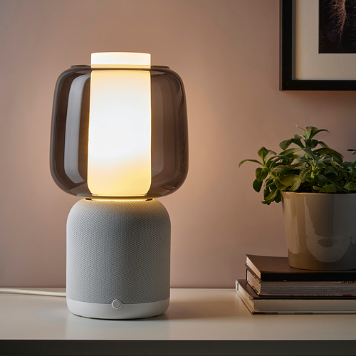 SYMFONISK speaker lamp w Wi-Fi, glass shade