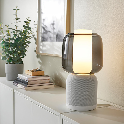 SYMFONISK speaker lamp w Wi-Fi, glass shade