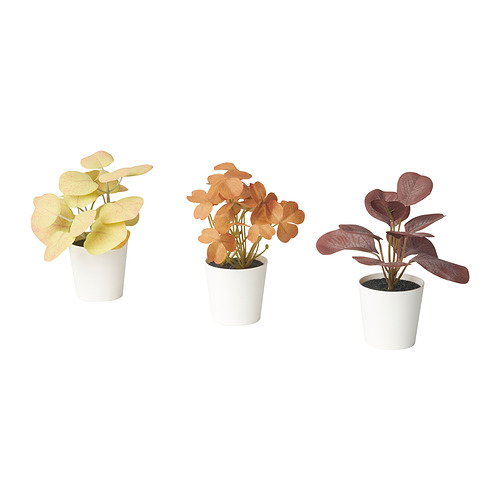 FEJKA artifi potted plant w pot, set of 3