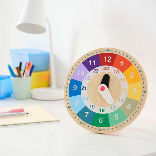 UNDERHÅLLA educational wooden clock