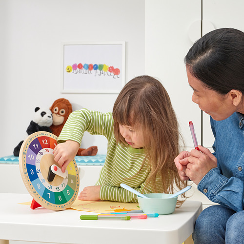 UNDERHÅLLA educational wooden clock