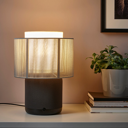 SYMFONISK speaker lamp w Wi-Fi, textile shade