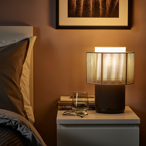 SYMFONISK speaker lamp w Wi-Fi, textile shade