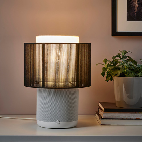 SYMFONISK speaker lamp w Wi-Fi, textile shade