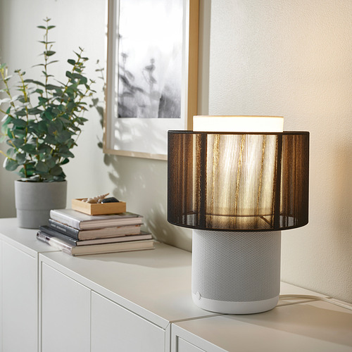 SYMFONISK speaker lamp w Wi-Fi, textile shade