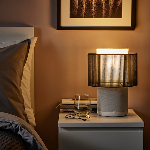 SYMFONISK speaker lamp w Wi-Fi, textile shade