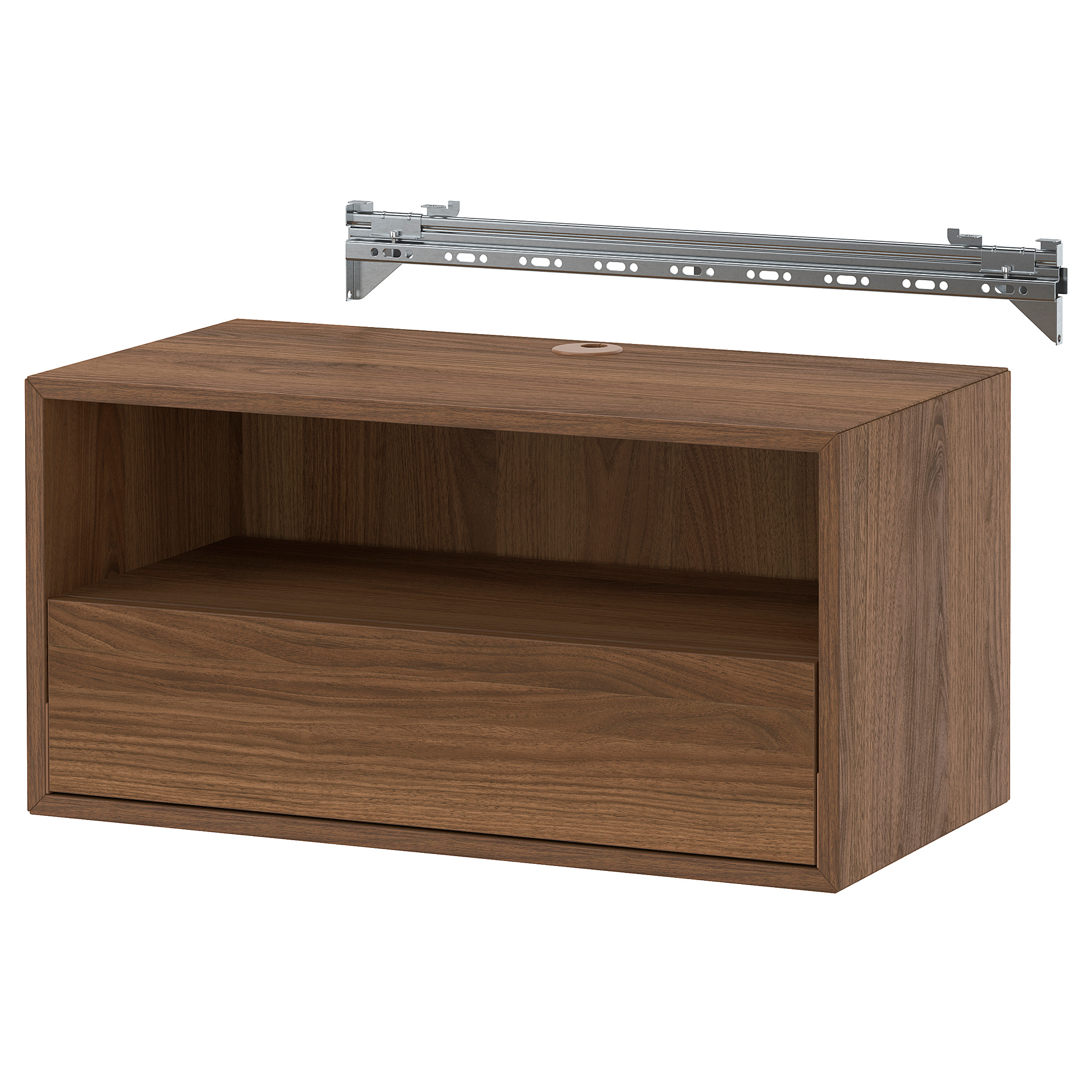 EKET wall mounted media shelf w rail
