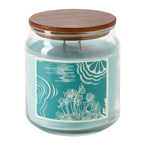 BUKETTAPEL scented cndl in glass w lid/2 wicks