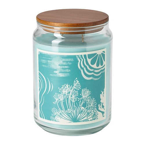 BUKETTAPEL scented candle/glass w lid/2 wicks