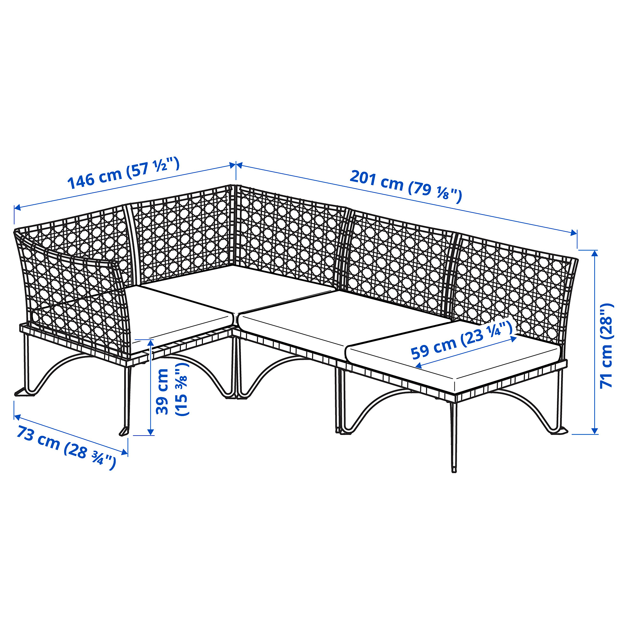 JUTHOLMEN modular corner sofa 3-seat, outdoor