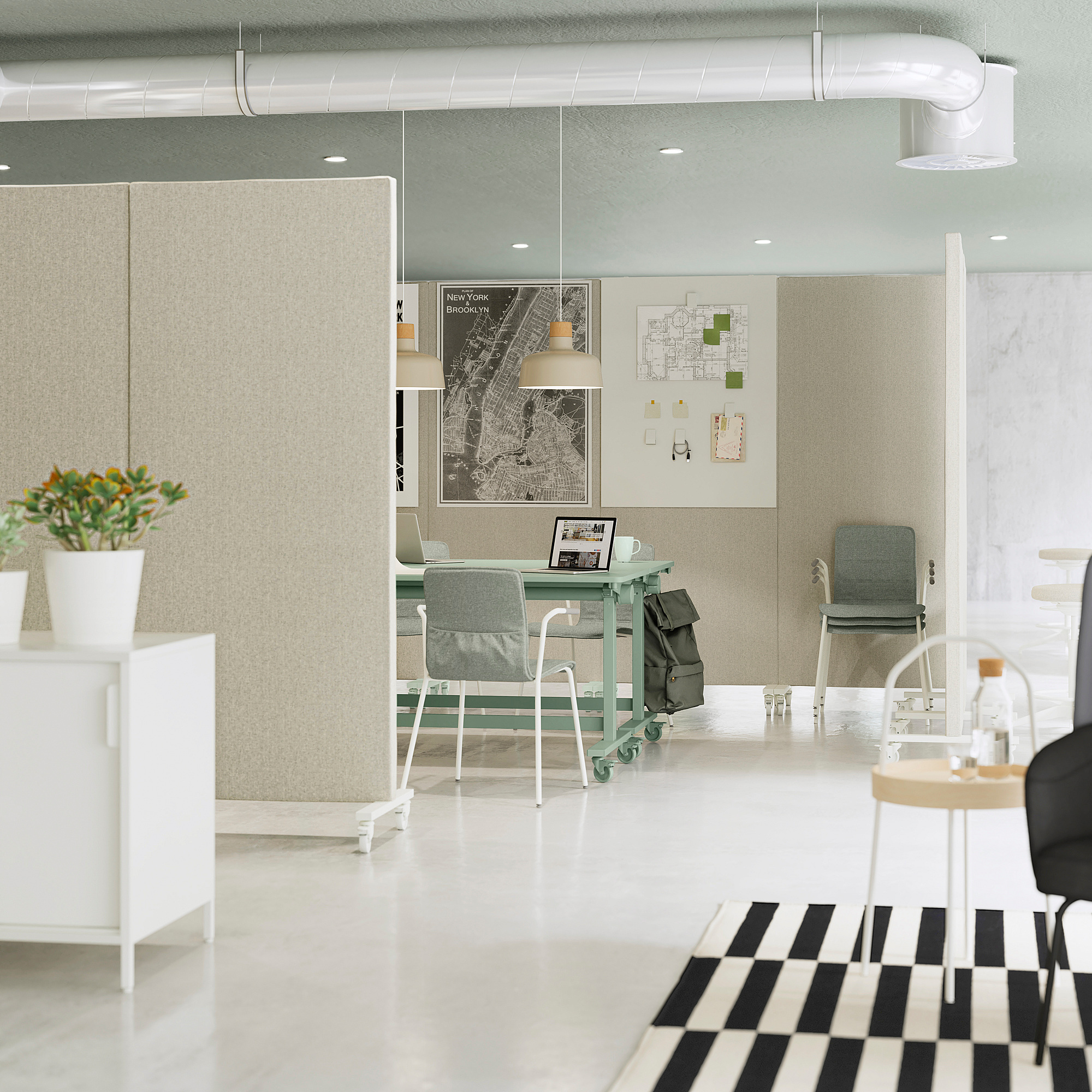 MITTZON frame with castors/acoustic screen