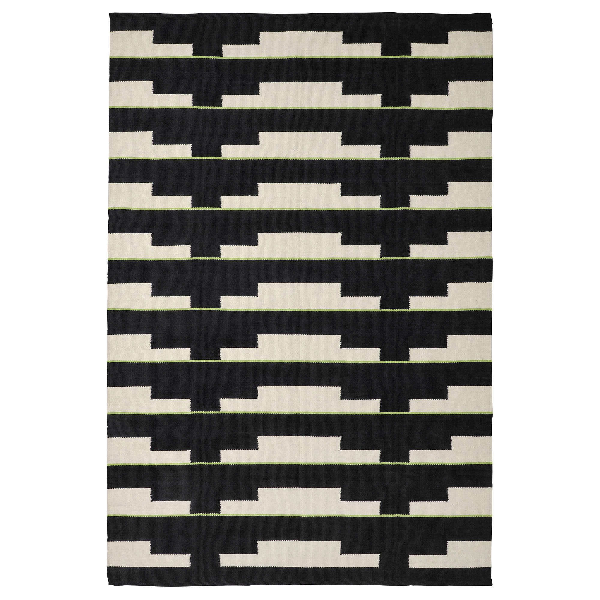 STOCKHOLM 2025 - rug, flatwoven, black/white/light green handwoven