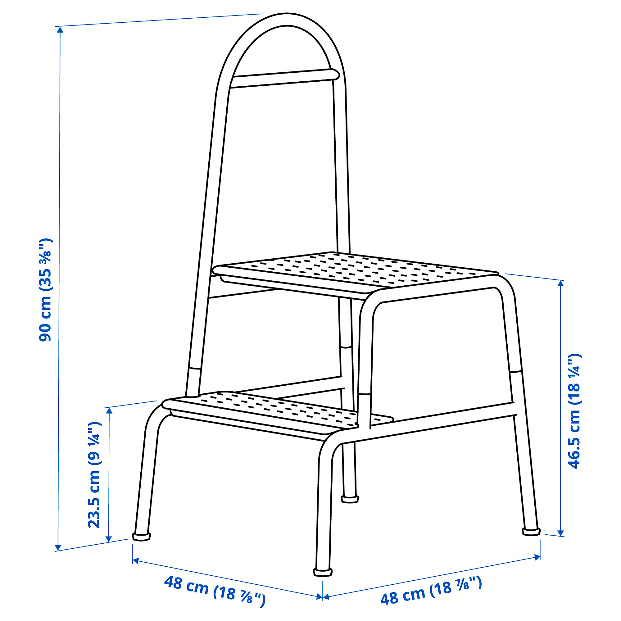 BÄSINGEN step stool with handrail, 2-steps