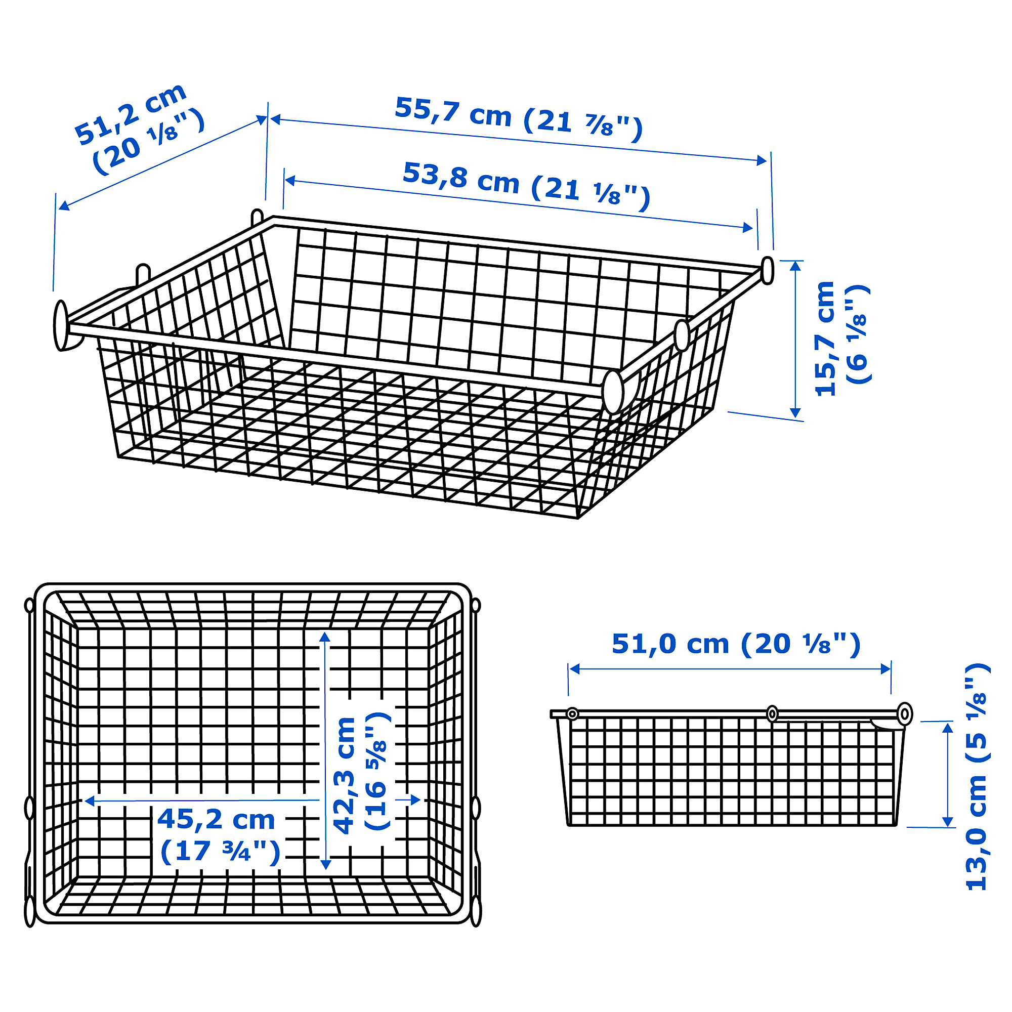 HJÄLPA wire basket with pull-out rail