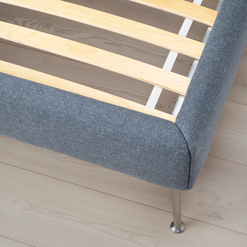 TUFJORD upholstered bed frame, Gunnared blue, queen