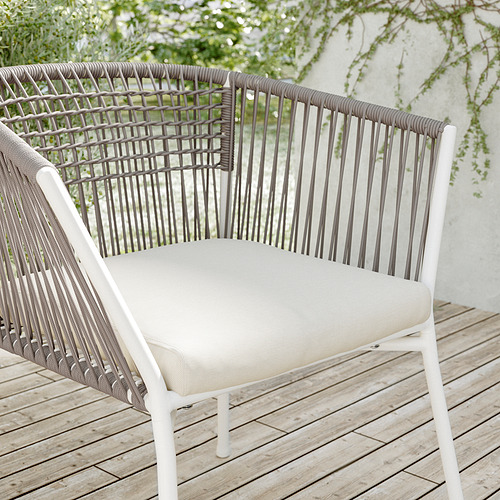 FRÖSÖN - cover for chair cushion, outdoor beige, 44x44 cm